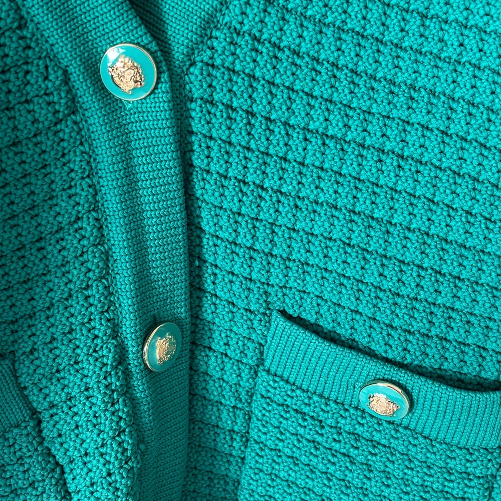 Talbots Lapis Kate Cardigan Textruded Knit Cardigan Jacket Petite Large - Picture 2 of 12